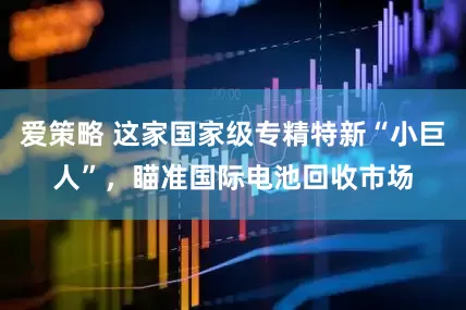 爱策略 这家国家级专精特新“小巨人”，瞄准国际电池回收市场